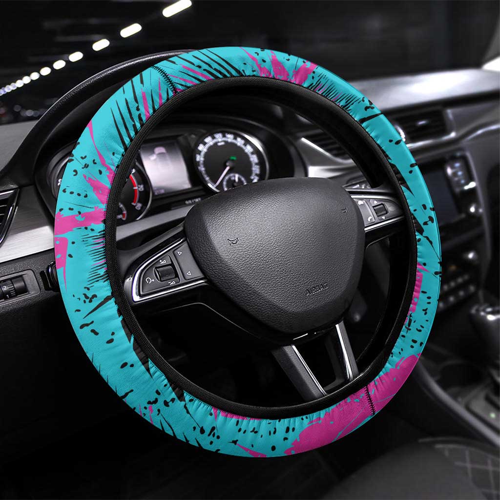 Ride Like a Girl Steering Wheel Cover Motocross Graphic and Turquoise Pink Graffiti Design - Wonder Print Shop