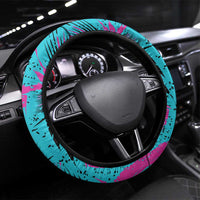 Ride Like a Girl Steering Wheel Cover Motocross Graphic and Turquoise Pink Graffiti Design - Wonder Print Shop