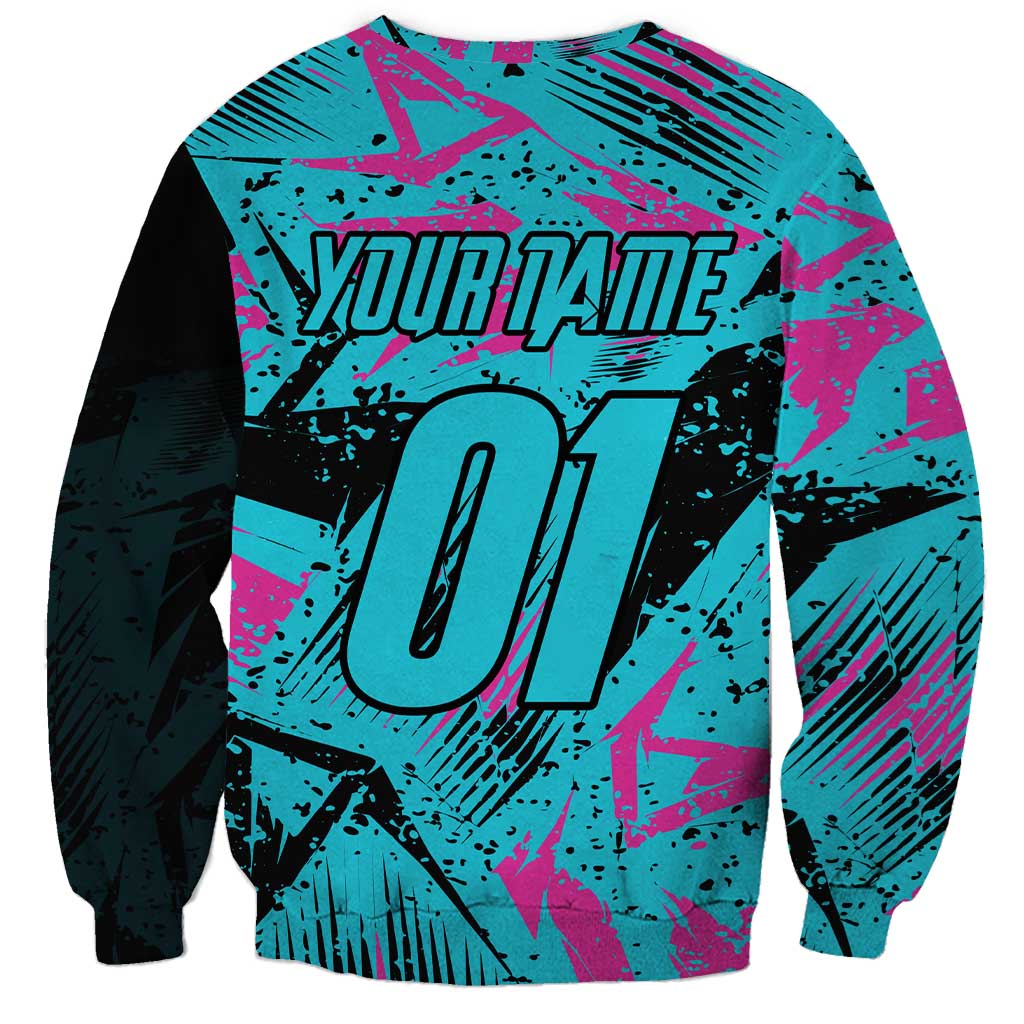 Personalized Ride Like a Girl Sweatshirt Motocross Graphic and Turquoise Pink Graffiti Design - Wonder Print Shop