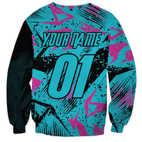 Personalized Ride Like a Girl Sweatshirt Motocross Graphic and Turquoise Pink Graffiti Design - Wonder Print Shop
