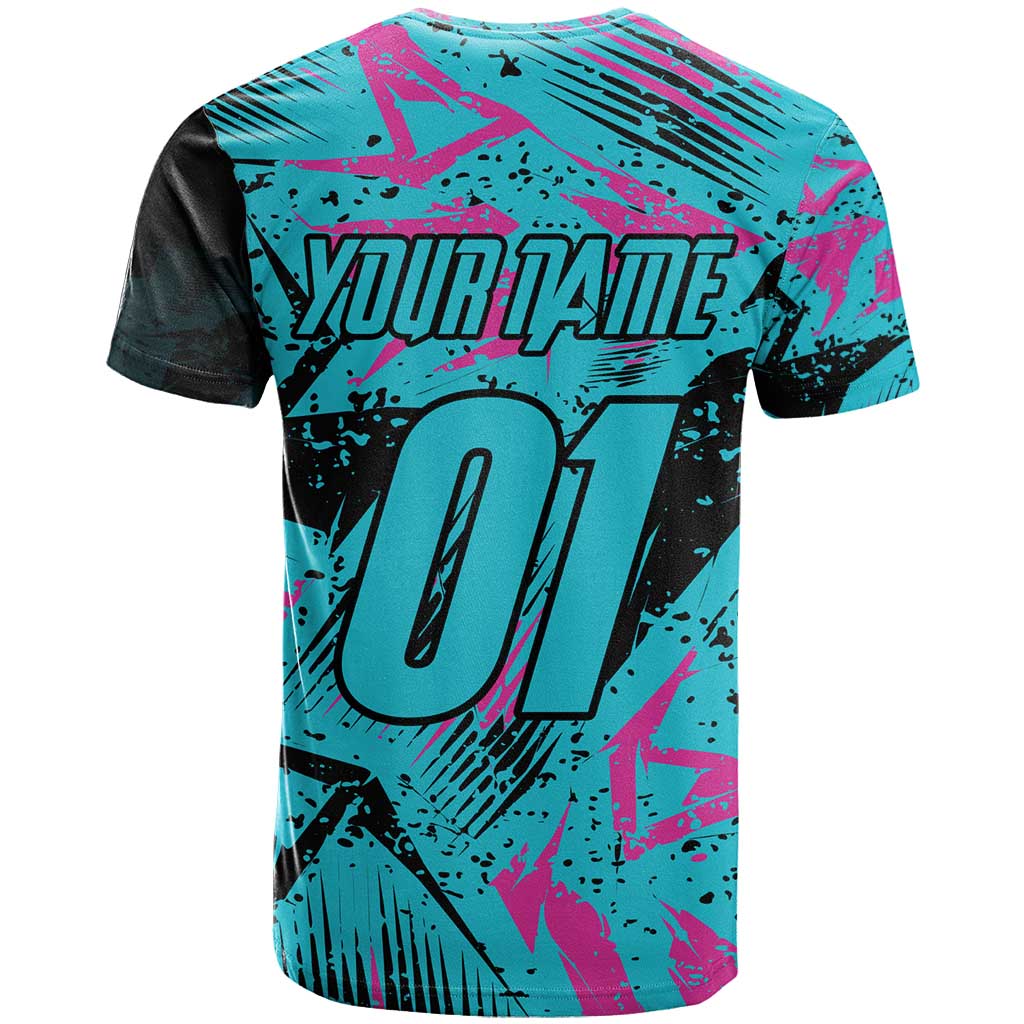 Personalized Ride Like a Girl T Shirt Motocross Graphic and Turquoise Pink Graffiti Design - Wonder Print Shop