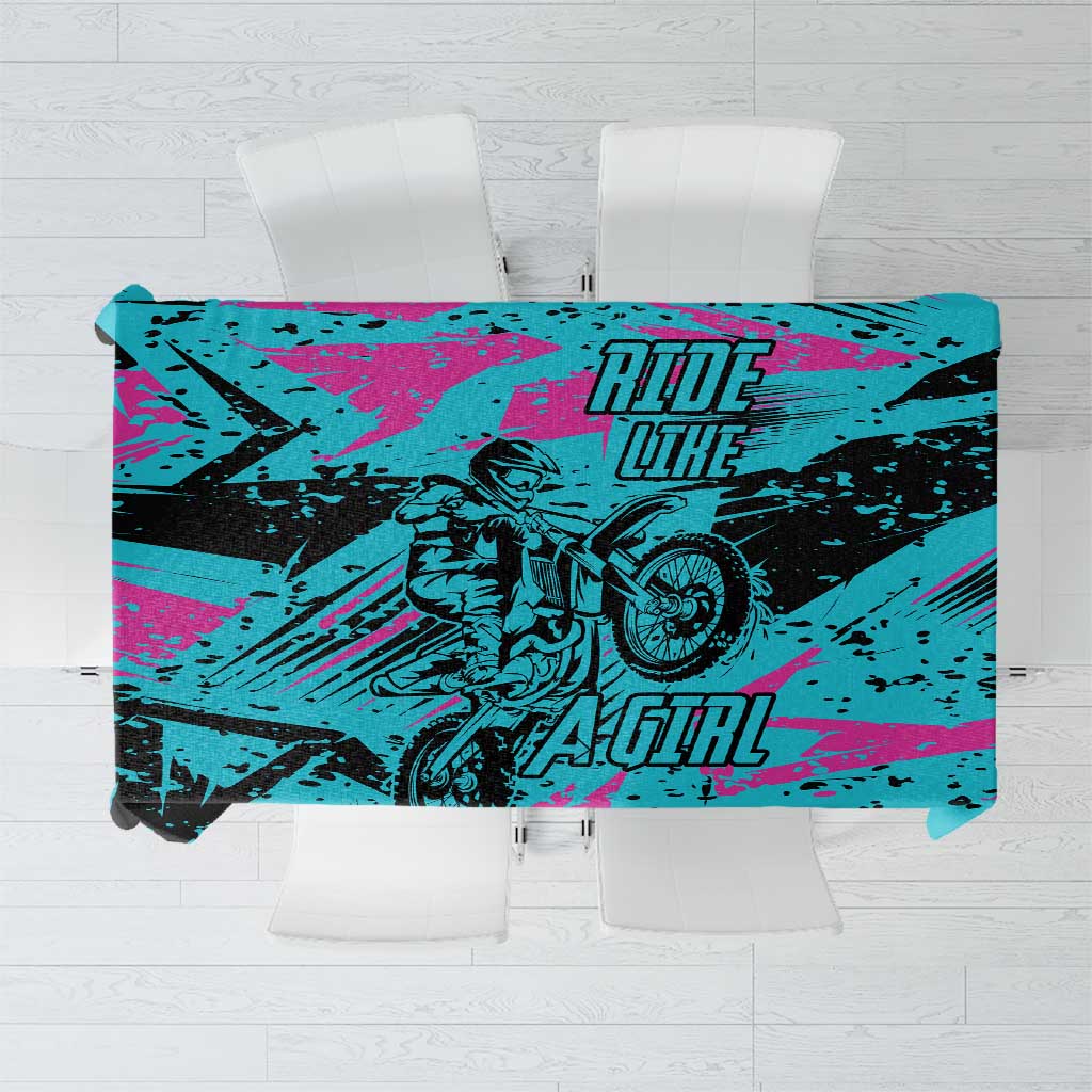 Personalized Ride Like a Girl Tablecloth Motocross Graphic and Turquoise Pink Graffiti Design - Wonder Print Shop