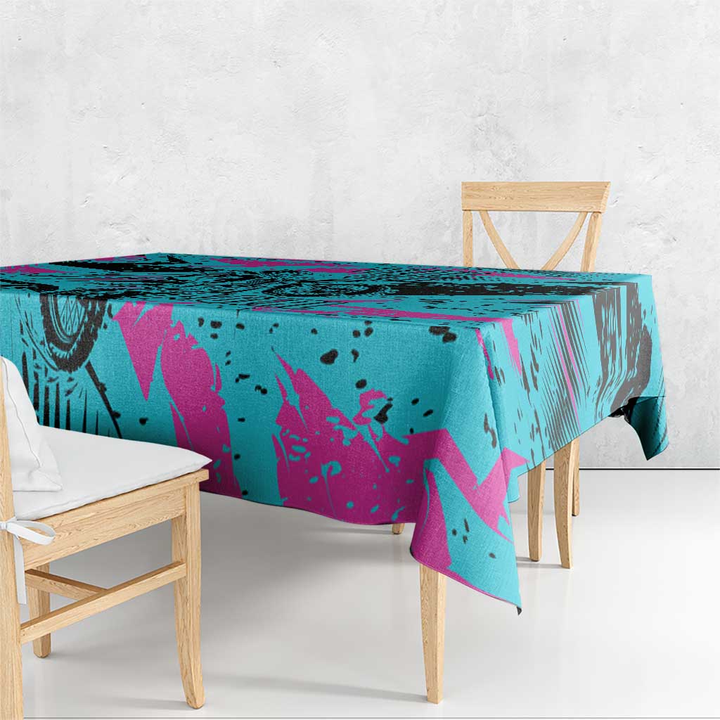 Personalized Ride Like a Girl Tablecloth Motocross Graphic and Turquoise Pink Graffiti Design - Wonder Print Shop