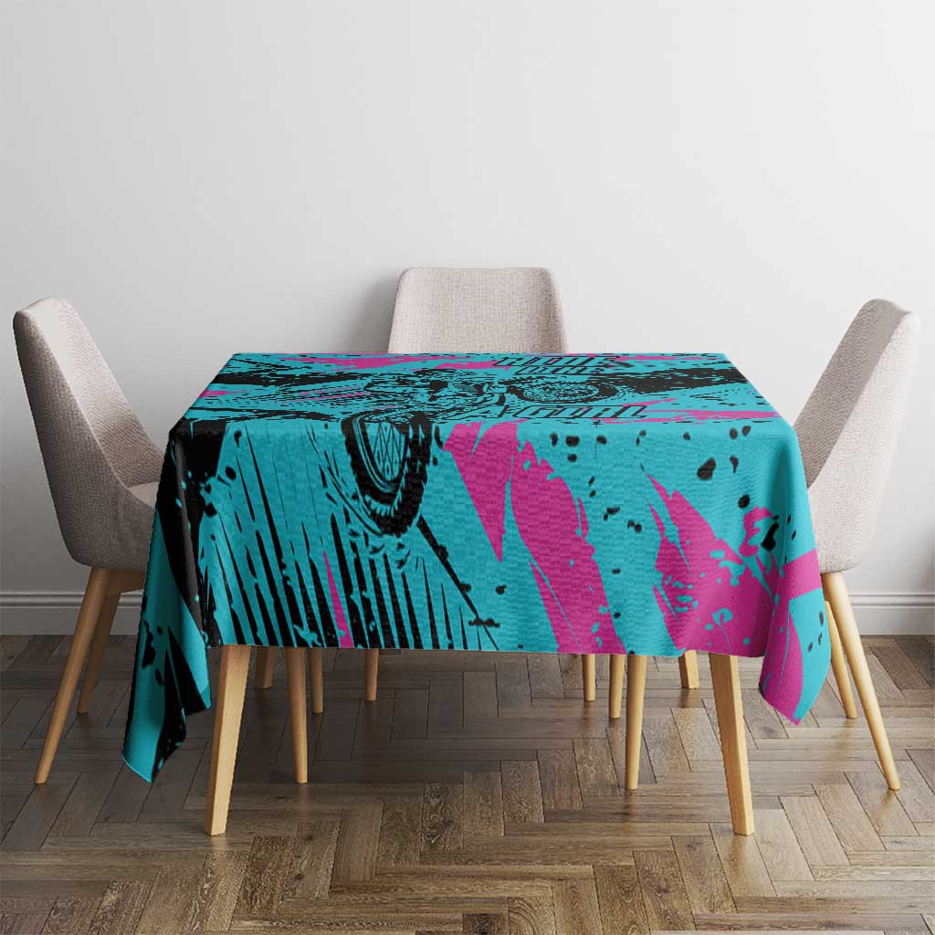 Personalized Ride Like a Girl Tablecloth Motocross Graphic and Turquoise Pink Graffiti Design - Wonder Print Shop