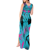 Personalized Ride Like a Girl Tank Maxi Dress Motocross Graphic and Turquoise Pink Graffiti Design - Wonder Print Shop