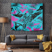 Personalized Ride Like a Girl Tapestry Motocross Graphic and Turquoise Pink Graffiti Design - Wonder Print Shop