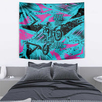 Personalized Ride Like a Girl Tapestry Motocross Graphic and Turquoise Pink Graffiti Design - Wonder Print Shop