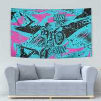 Personalized Ride Like a Girl Tapestry Motocross Graphic and Turquoise Pink Graffiti Design - Wonder Print Shop