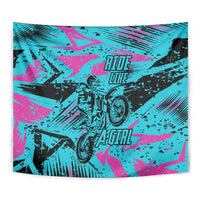 Personalized Ride Like a Girl Tapestry Motocross Graphic and Turquoise Pink Graffiti Design - Wonder Print Shop