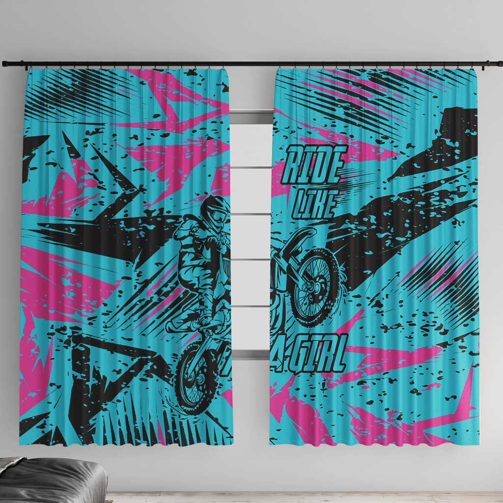 Personalized Ride Like a Girl Window Curtain Motocross Graphic and Turquoise Pink Graffiti Design - Wonder Print Shop