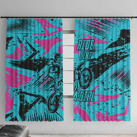 Personalized Ride Like a Girl Window Curtain Motocross Graphic and Turquoise Pink Graffiti Design - Wonder Print Shop