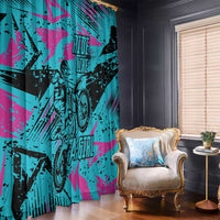 Personalized Ride Like a Girl Window Curtain Motocross Graphic and Turquoise Pink Graffiti Design - Wonder Print Shop