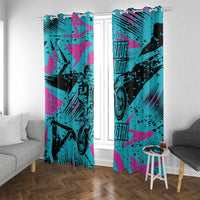 Personalized Ride Like a Girl Window Curtain Motocross Graphic and Turquoise Pink Graffiti Design - Wonder Print Shop