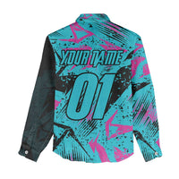 Personalized Ride Like a Girl Women Casual Shirt Motocross Graphic and Turquoise Pink Graffiti Design - Wonder Print Shop