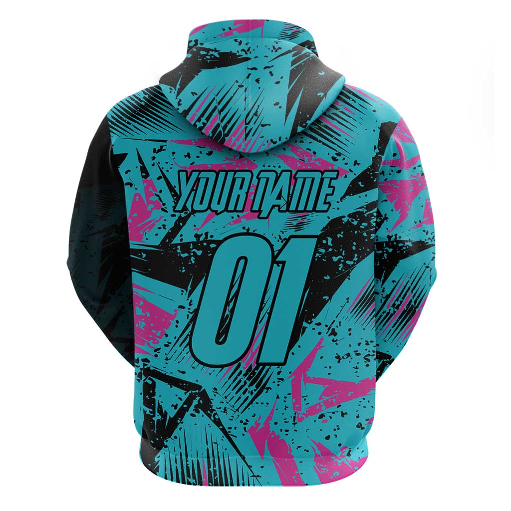 Personalized Ride Like a Girl Zip Hoodie Motocross Graphic and Turquoise Pink Graffiti Design - Wonder Print Shop