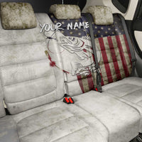 Walleye Fishing Back Car Seat Cover American Flag Vintage Design and Custom Name Option - Wonder Print Shop