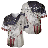 Walleye Fishing Baseball Jersey American Flag Vintage Design and Custom Name Option - Wonder Print Shop