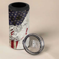 Walleye Fishing 4 in 1 Can Cooler Tumbler American Flag Vintage Design and Custom Name Option - Wonder Print Shop