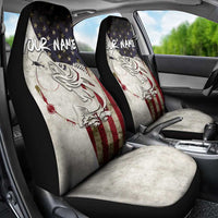 Walleye Fishing Car Seat Cover American Flag Vintage Design and Custom Name Option - Wonder Print Shop