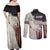 Walleye Fishing Couples Matching Off Shoulder Maxi Dress and Long Sleeve Button Shirt American Flag Vintage Design and Custom Name Option - Wonder Print Shop