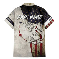 Walleye Fishing Family Matching Mermaid Dress and Hawaiian Shirt American Flag Vintage Design and Custom Name Option - Wonder Print Shop