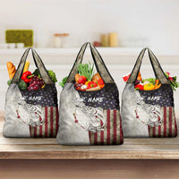Walleye Fishing Grocery Bag American Flag Vintage Design and Custom Name Option - Wonder Print Shop