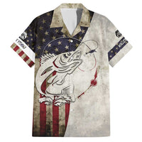 Walleye Fishing Hawaiian Shirt American Flag Vintage Design and Custom Name Option - Wonder Print Shop