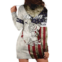 Walleye Fishing Hoodie Dress American Flag Vintage Design and Custom Name Option - Wonder Print Shop
