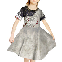 Walleye Fishing Kid Short Sleeve Dress American Flag Vintage Design and Custom Name Option - Wonder Print Shop