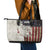 Walleye Fishing Leather Tote Bag American Flag Vintage Design and Custom Name Option - Wonder Print Shop