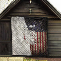 Walleye Fishing Quilt American Flag Vintage Design and Custom Name Option - Wonder Print Shop
