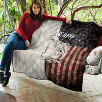 Walleye Fishing Quilt American Flag Vintage Design and Custom Name Option - Wonder Print Shop