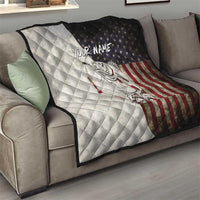 Walleye Fishing Quilt American Flag Vintage Design and Custom Name Option - Wonder Print Shop
