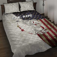 Walleye Fishing Quilt Bed Set American Flag Vintage Design and Custom Name Option - Wonder Print Shop