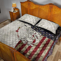 Walleye Fishing Quilt Bed Set American Flag Vintage Design and Custom Name Option - Wonder Print Shop