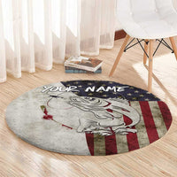 Walleye Fishing Round Carpet American Flag Vintage Design and Custom Name Option - Wonder Print Shop