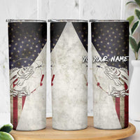 Walleye Fishing Skinny Tumbler American Flag Vintage Design and Custom Name Option - Wonder Print Shop