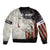 Walleye Fishing Sleeve Zip Bomber Jacket American Flag Vintage Design and Custom Name Option - Wonder Print Shop