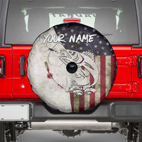 Walleye Fishing Spare Tire Cover American Flag Vintage Design and Custom Name Option - Wonder Print Shop