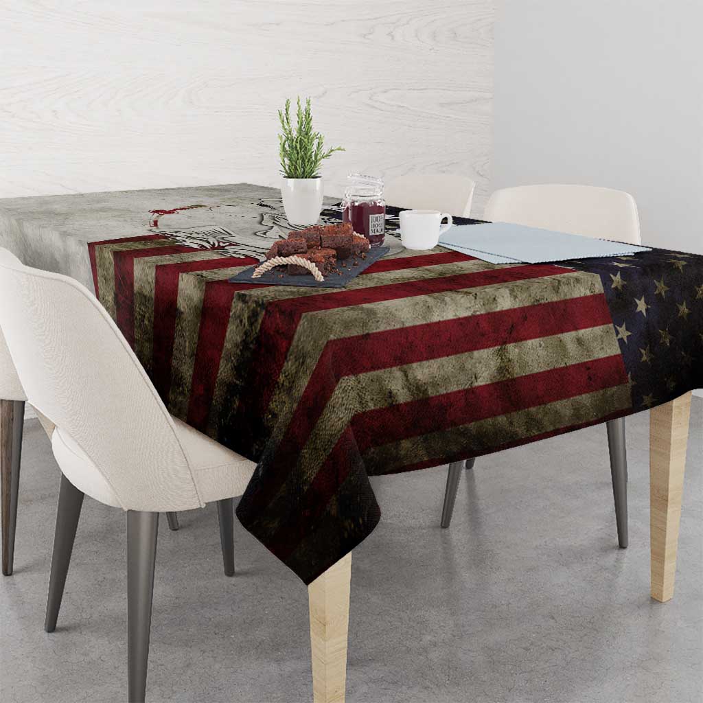 Walleye Fishing Tablecloth American Flag Vintage Design and Custom Name Option - Wonder Print Shop