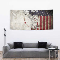Walleye Fishing Tapestry American Flag Vintage Design and Custom Name Option - Wonder Print Shop