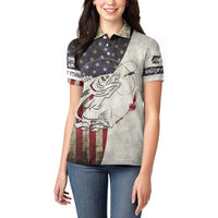 Walleye Fishing Women Polo Shirt American Flag Vintage Design and Custom Name Option - Wonder Print Shop