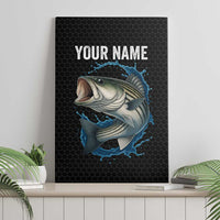 Striped Bass Jumping Canvas Wall Art Blue Splash Graphic and Custom Name Design - Wonder Print Shop