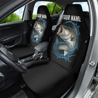 Striped Bass Jumping Car Seat Cover Blue Splash Graphic and Custom Name Design - Wonder Print Shop