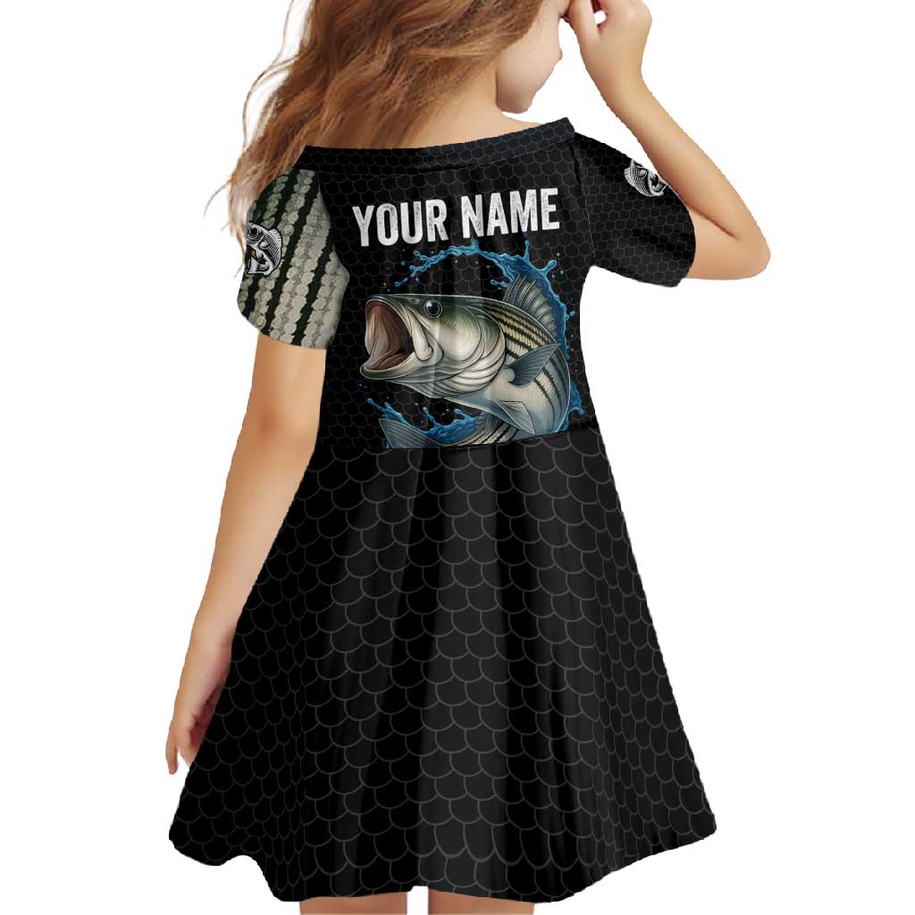 Striped Bass Jumping Family Matching Summer Maxi Dress and Hawaiian Shirt Blue Splash Graphic and Custom Name Design - Wonder Print Shop