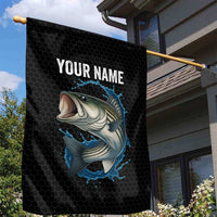 Striped Bass Jumping Garden Flag Blue Splash Graphic and Custom Name Design - Wonder Print Shop