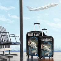 Striped Bass Jumping Luggage Cover Blue Splash Graphic and Custom Name Design - Wonder Print Shop