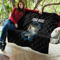 Striped Bass Jumping Quilt Blue Splash Graphic and Custom Name Design - Wonder Print Shop