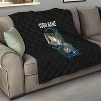 Striped Bass Jumping Quilt Blue Splash Graphic and Custom Name Design - Wonder Print Shop
