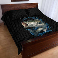 Striped Bass Jumping Quilt Bed Set Blue Splash Graphic and Custom Name Design - Wonder Print Shop